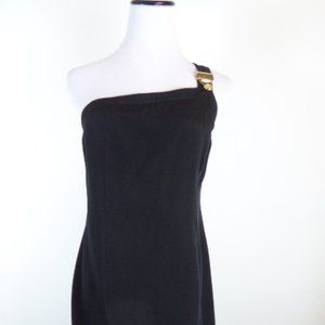 OZBEK Italy one shoulder little black dress 10